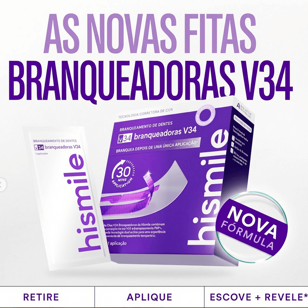 As Novas Fitas Branqueadoras V34 HiSmile - Nova Formula