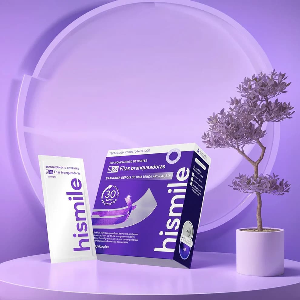 Kit HiSmile V34 Fitas Branqueadoras com embalagem