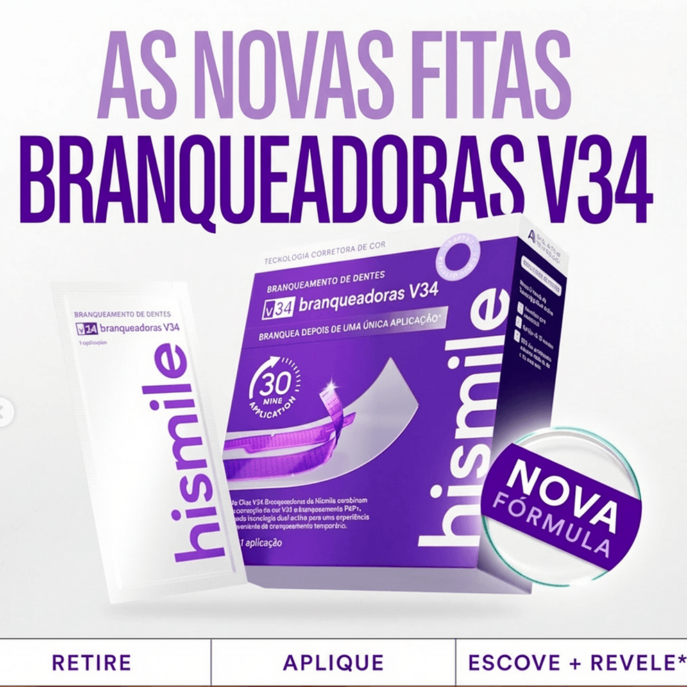 As Novas Fitas Branqueadoras V34 HiSmile - Nova Formula